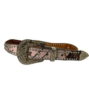 Blazin Roxx Women’s Western Belt Blush Pink/Multi Rhinestones Size S